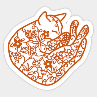 Sleeping Cat with Flowers Sticker